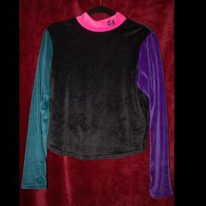 Teddy Fresh Velvet Color Block Long-Sleeved Shirt